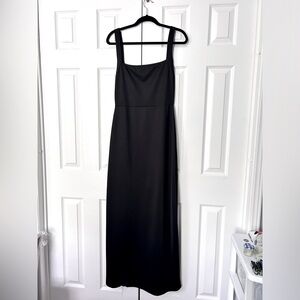 PrettyLittleThing Dress Maxi High Slit Size 12/Large Black Fitted Square Neck